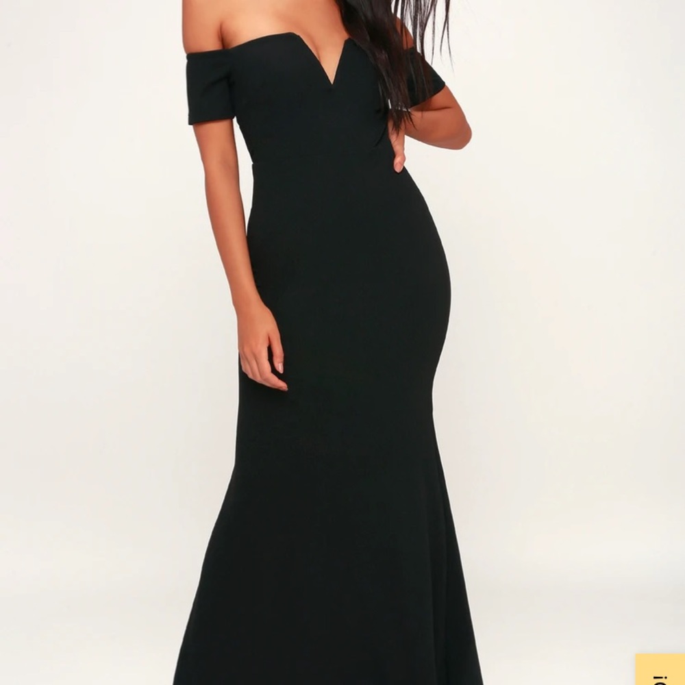 Lulu’s Lynne black off the shoulder maxi dress
